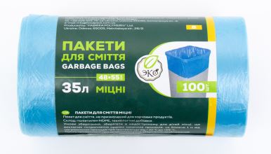 Пакети для сміття 35л/100шт ЕКО B. 7мкм HD, сині